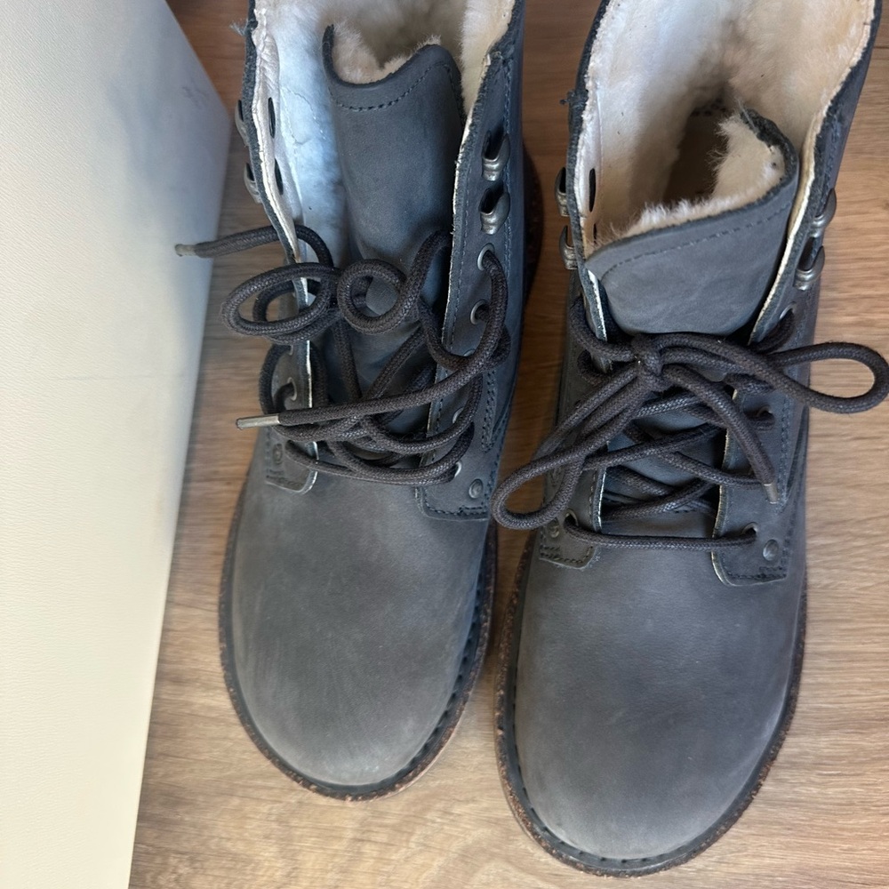 Birkenstock Women’s Dark Gray Leather Boots